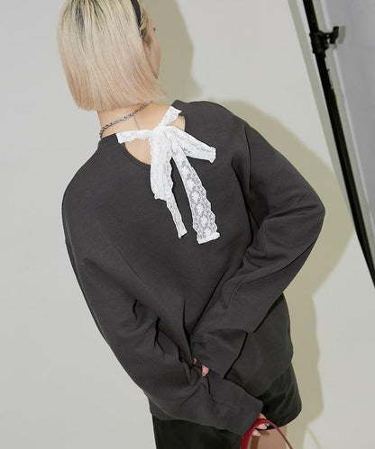 蕾絲蝴蝶結衛衣