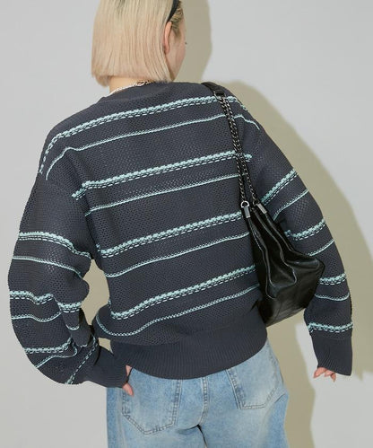 條紋針織套頭衫