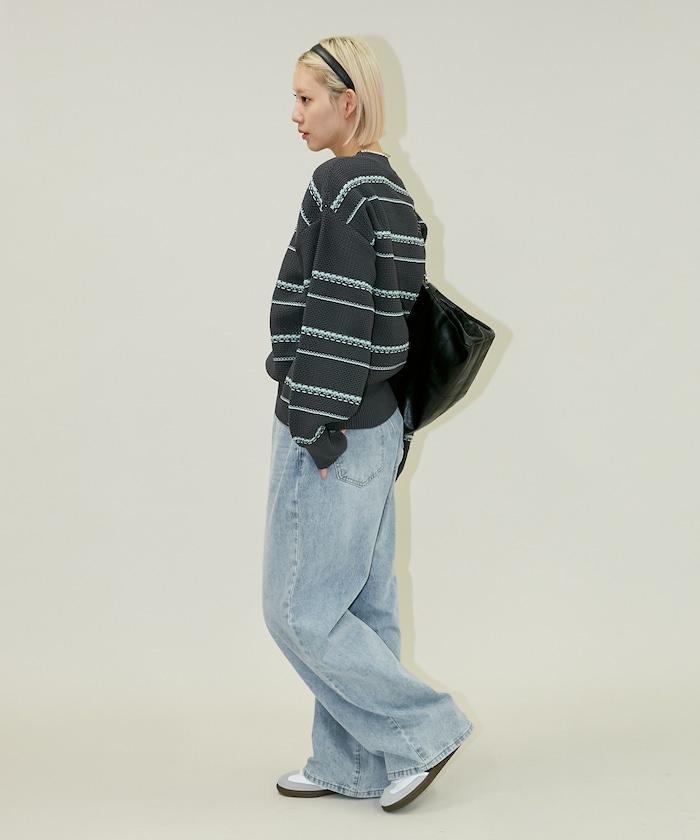 條紋針織套頭衫