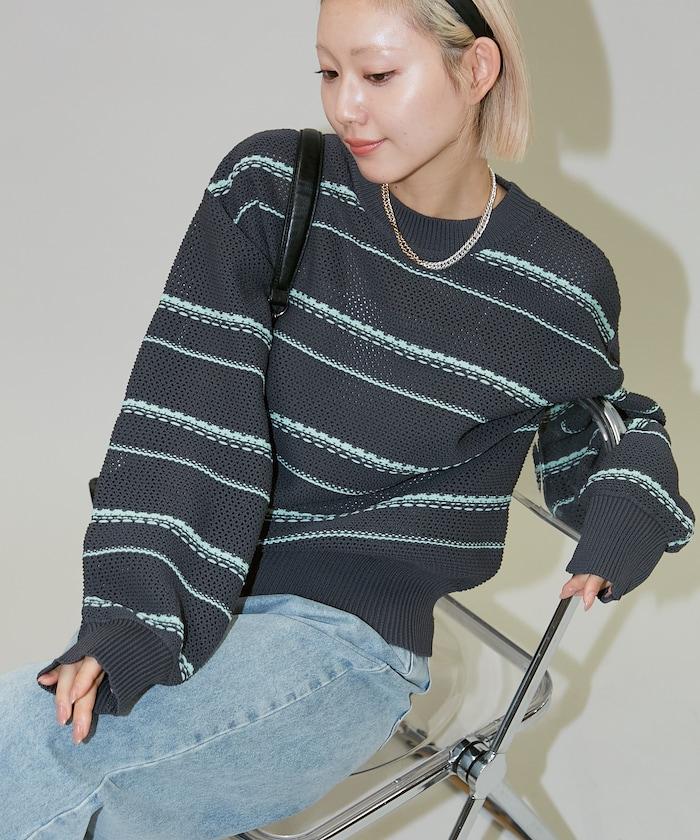 條紋針織套頭衫