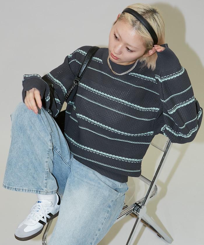 條紋針織套頭衫