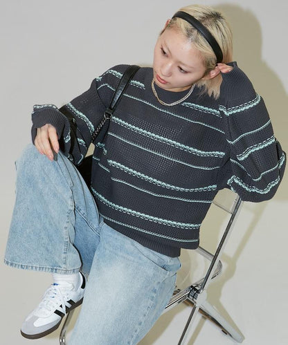 條紋針織套頭衫