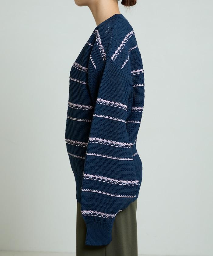 條紋針織套頭衫