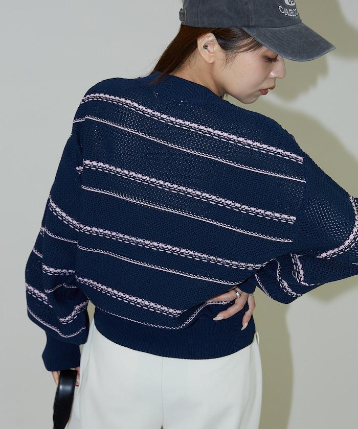條紋針織套頭衫