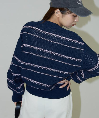 條紋針織套頭衫