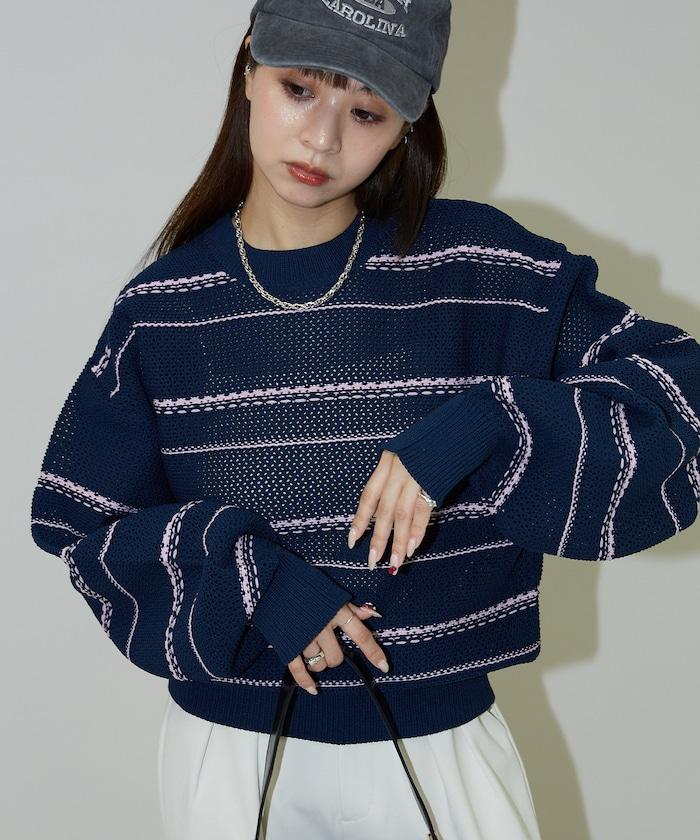 條紋針織套頭衫