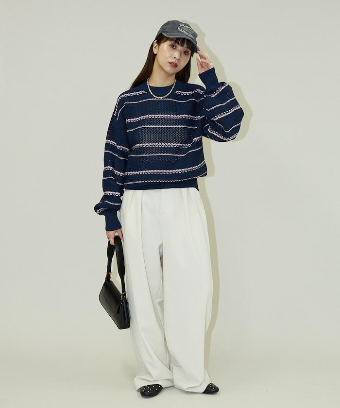 條紋針織套頭衫