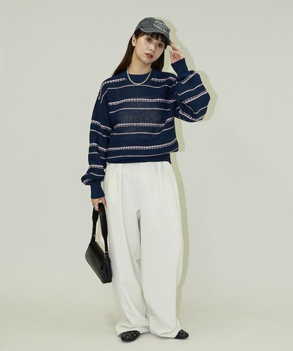 條紋針織套頭衫