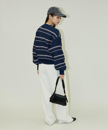 條紋針織套頭衫