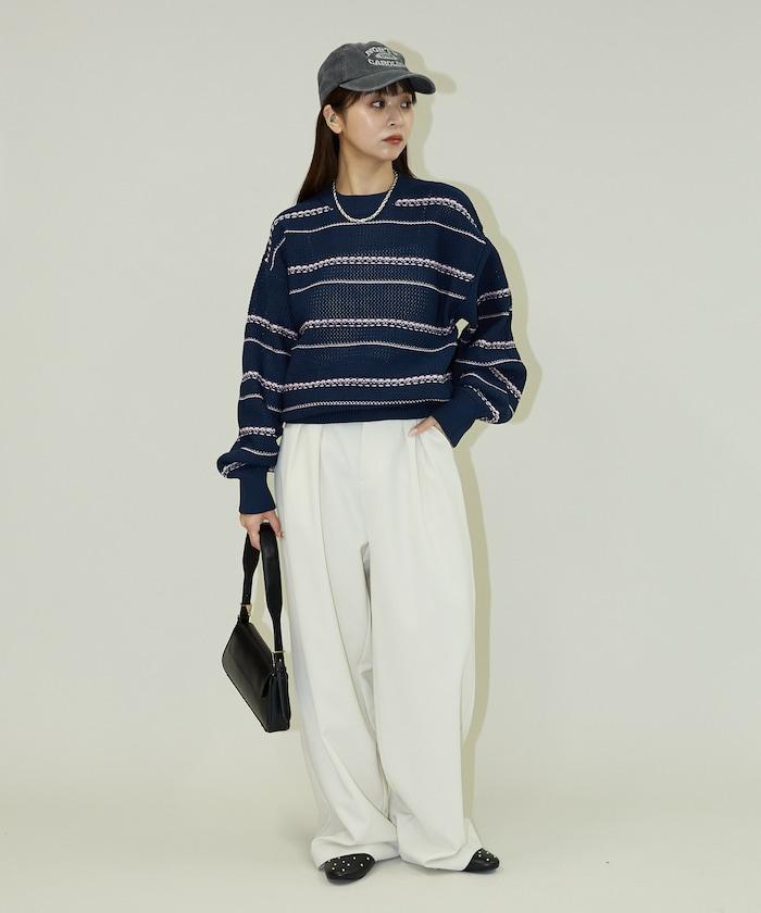 條紋針織套頭衫