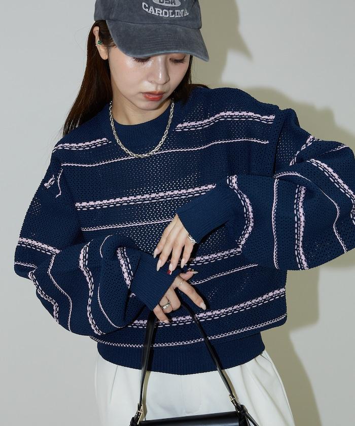 條紋針織套頭衫