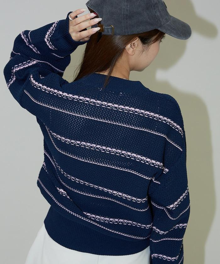 條紋針織套頭衫