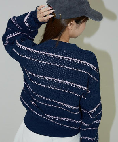 條紋針織套頭衫