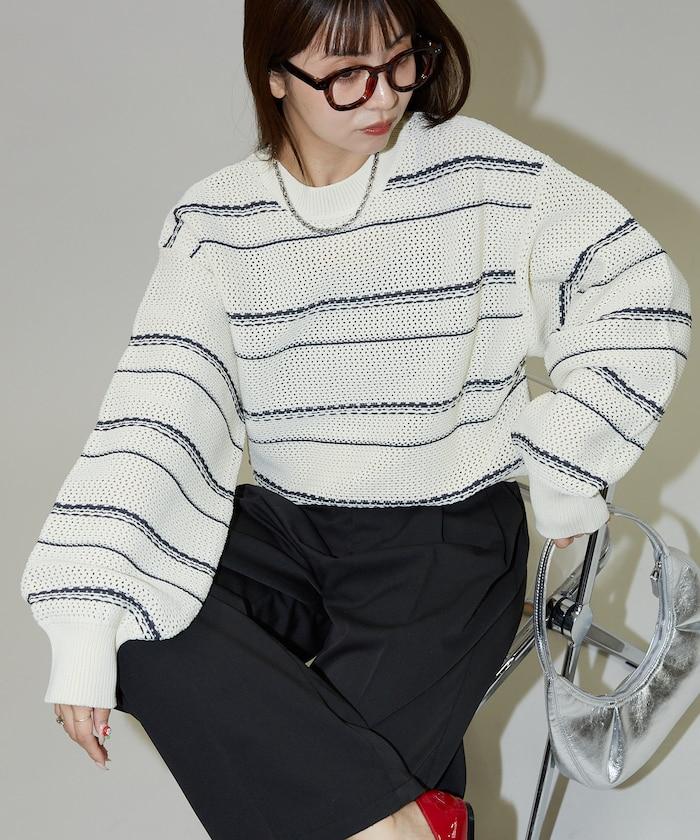 條紋針織套頭衫