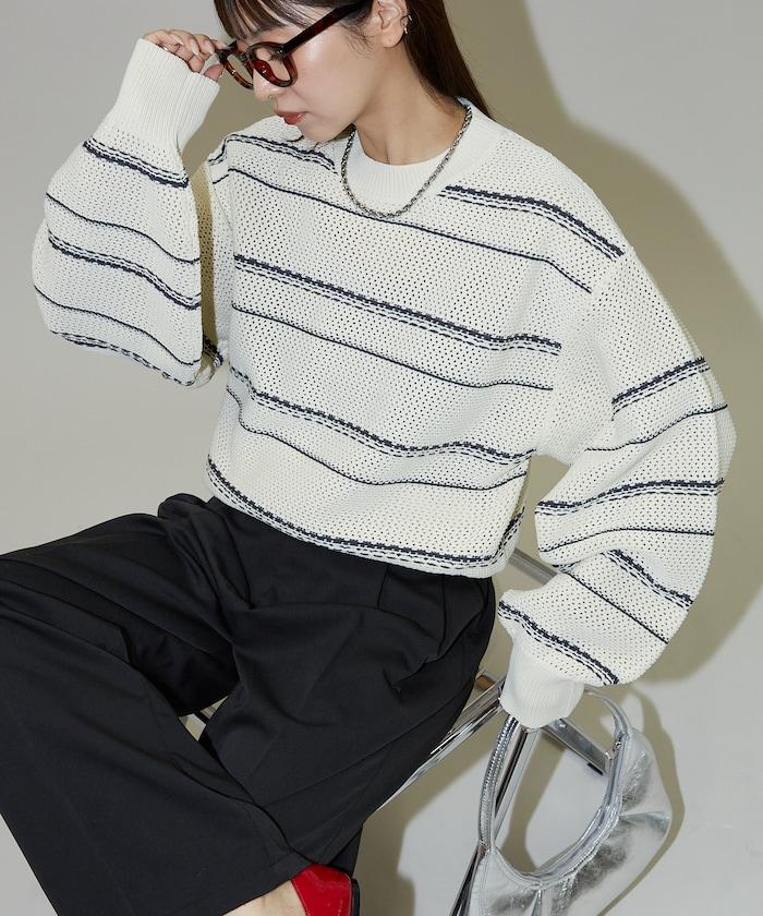 條紋針織套頭衫
