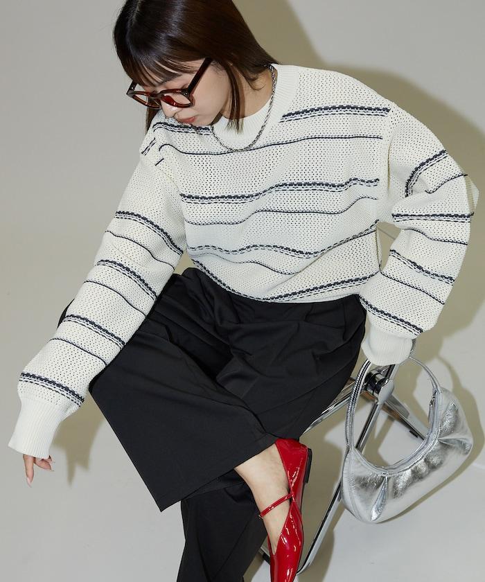 條紋針織套頭衫