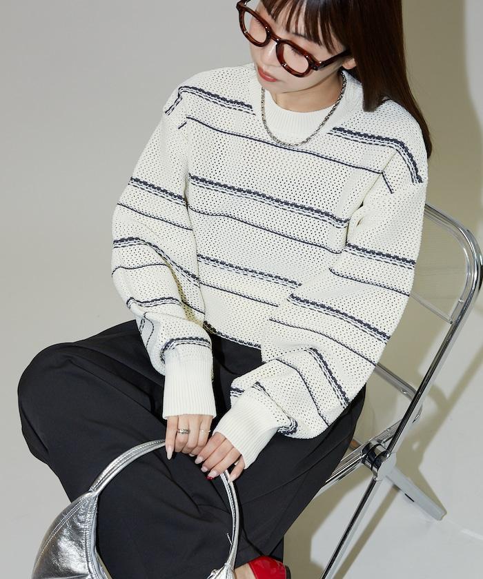 條紋針織套頭衫