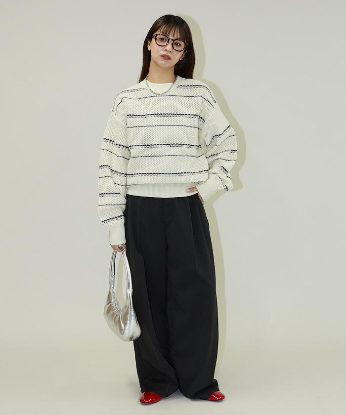 條紋針織套頭衫