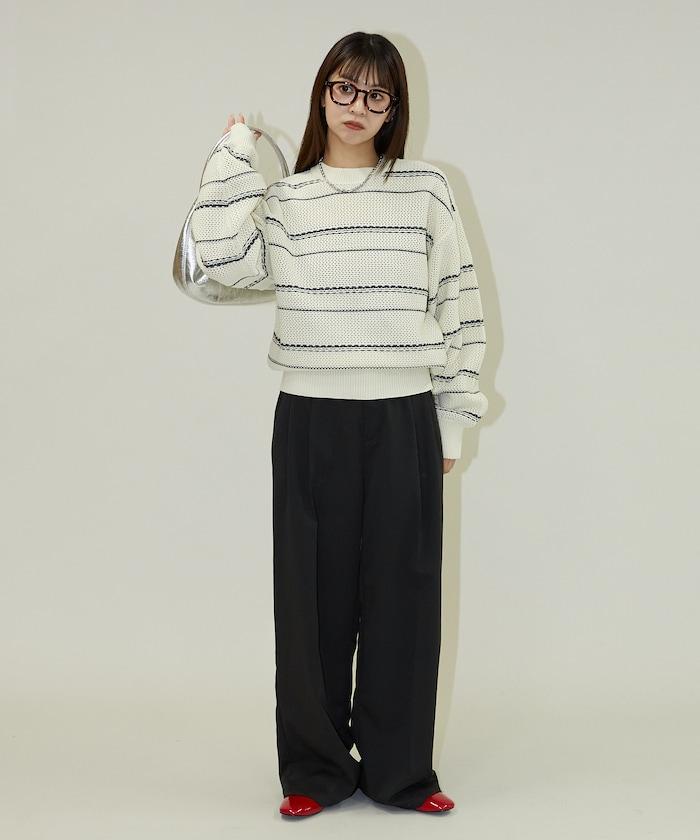 條紋針織套頭衫