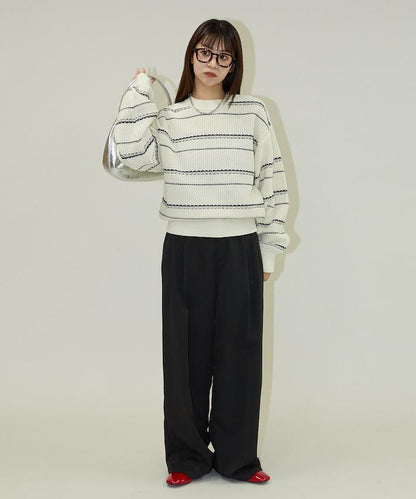 條紋針織套頭衫