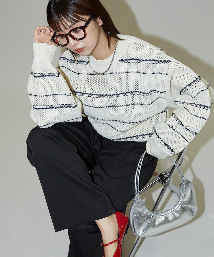 條紋針織套頭衫