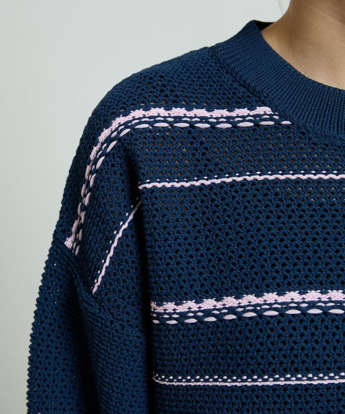 條紋針織套頭衫