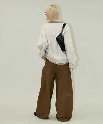 條紋翻領針織衫