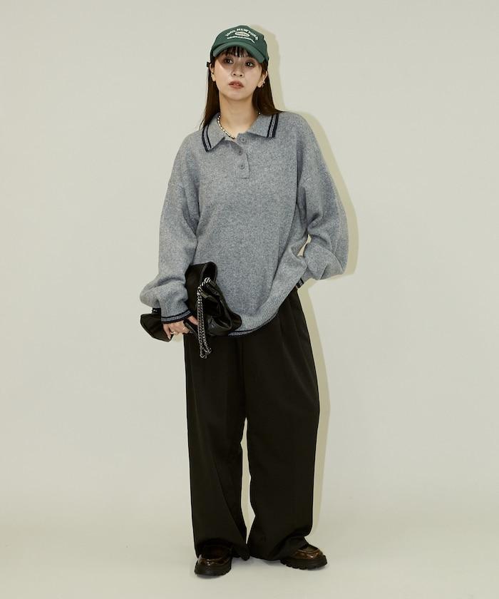 條紋翻領針織衫