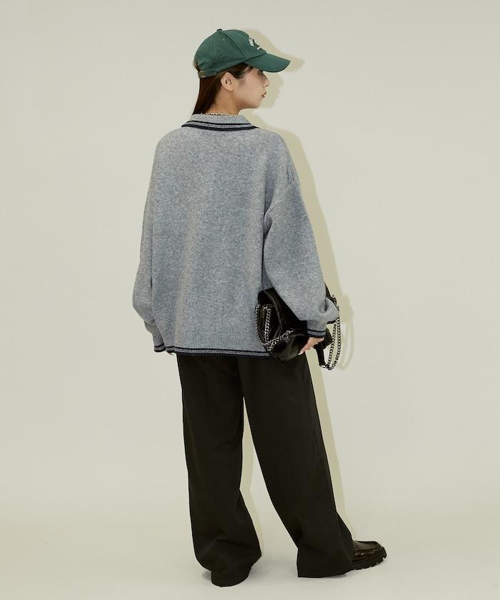 條紋翻領針織衫