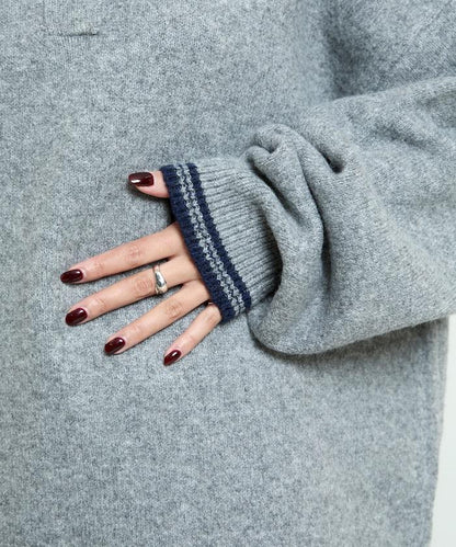 條紋翻領針織衫