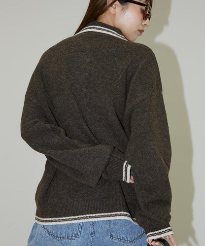 條紋翻領針織衫