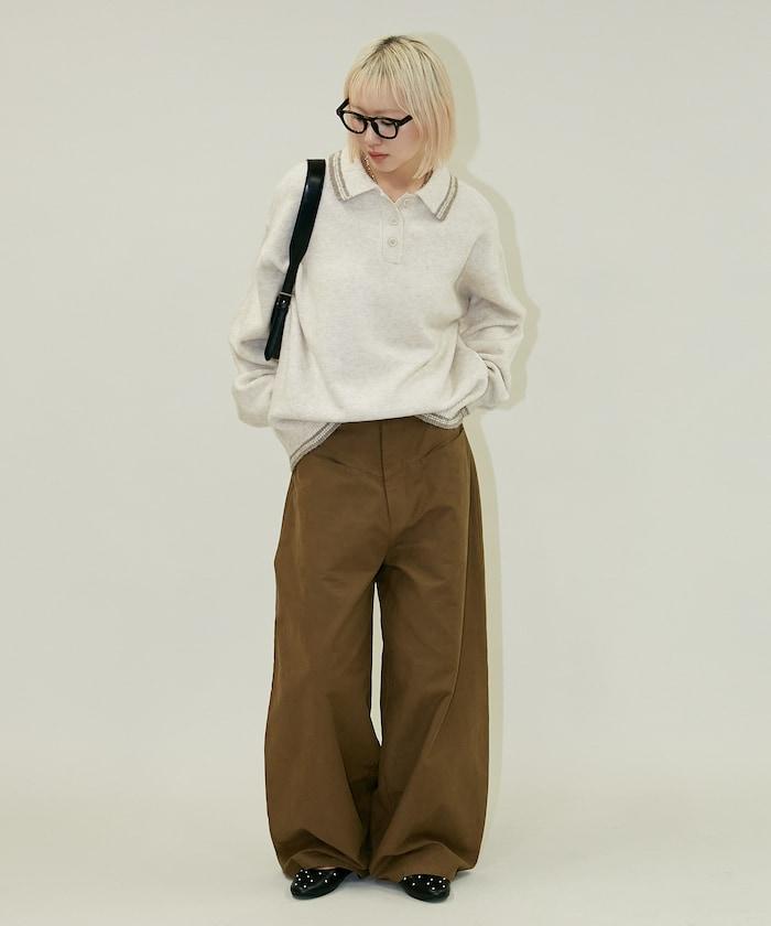 條紋翻領針織衫