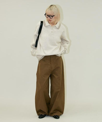 條紋翻領針織衫