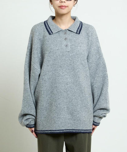 條紋翻領針織衫