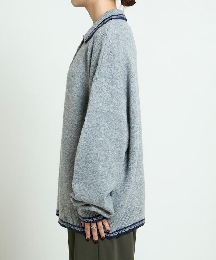 條紋翻領針織衫