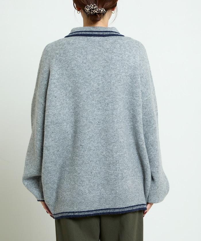 條紋翻領針織衫