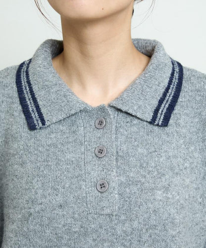 條紋翻領針織衫