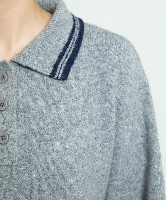 條紋翻領針織衫