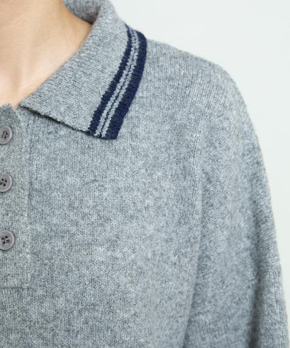 條紋翻領針織衫