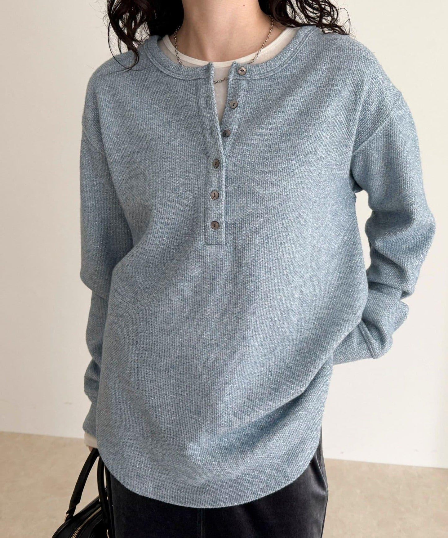 2WAY亨利領亮絲套頭衫