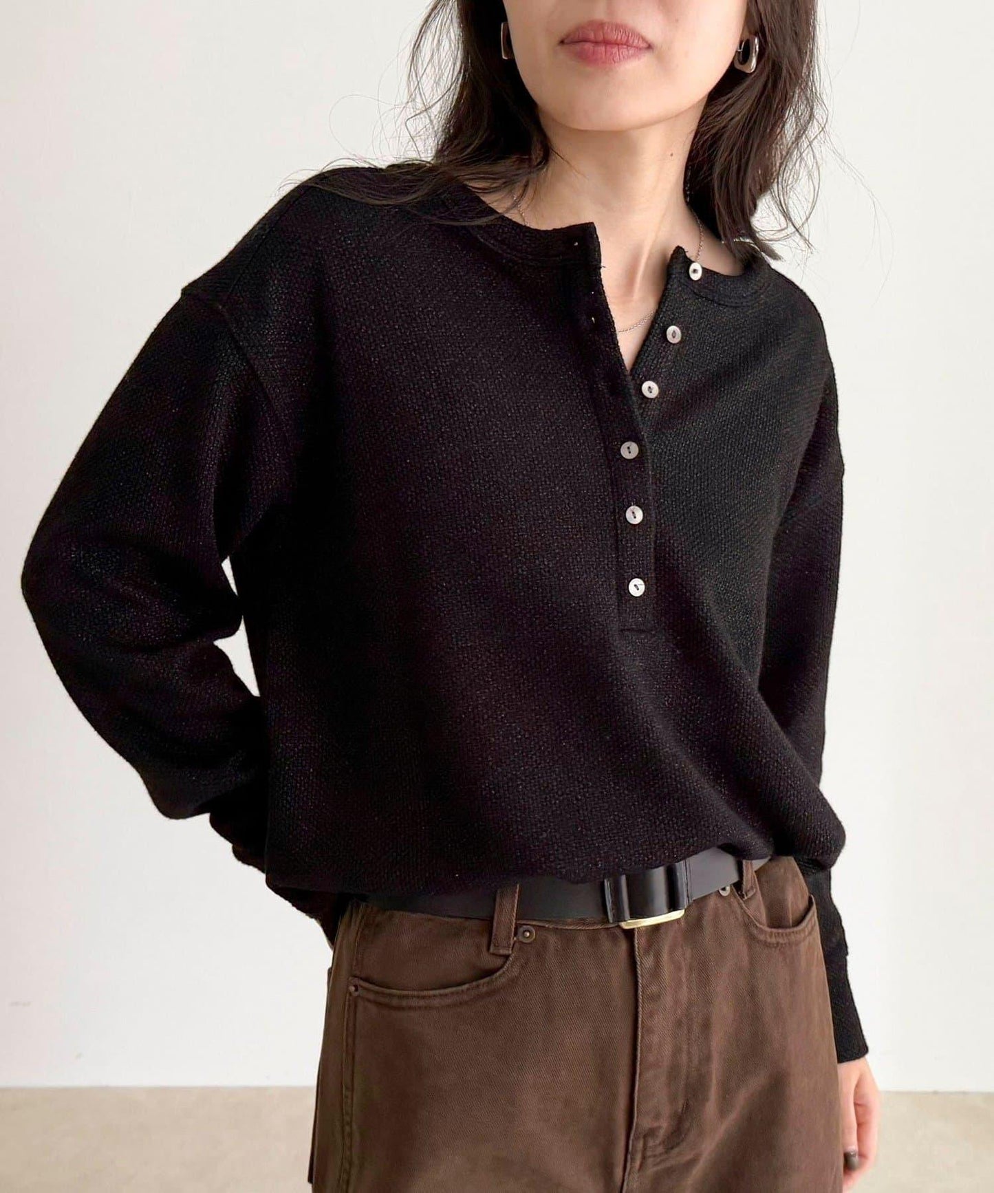 2WAY亨利領亮絲套頭衫