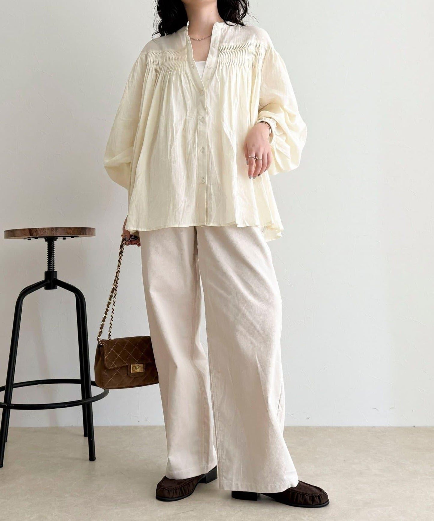 【GEVACO/ゲバコ】褶皺裝飾襯衫