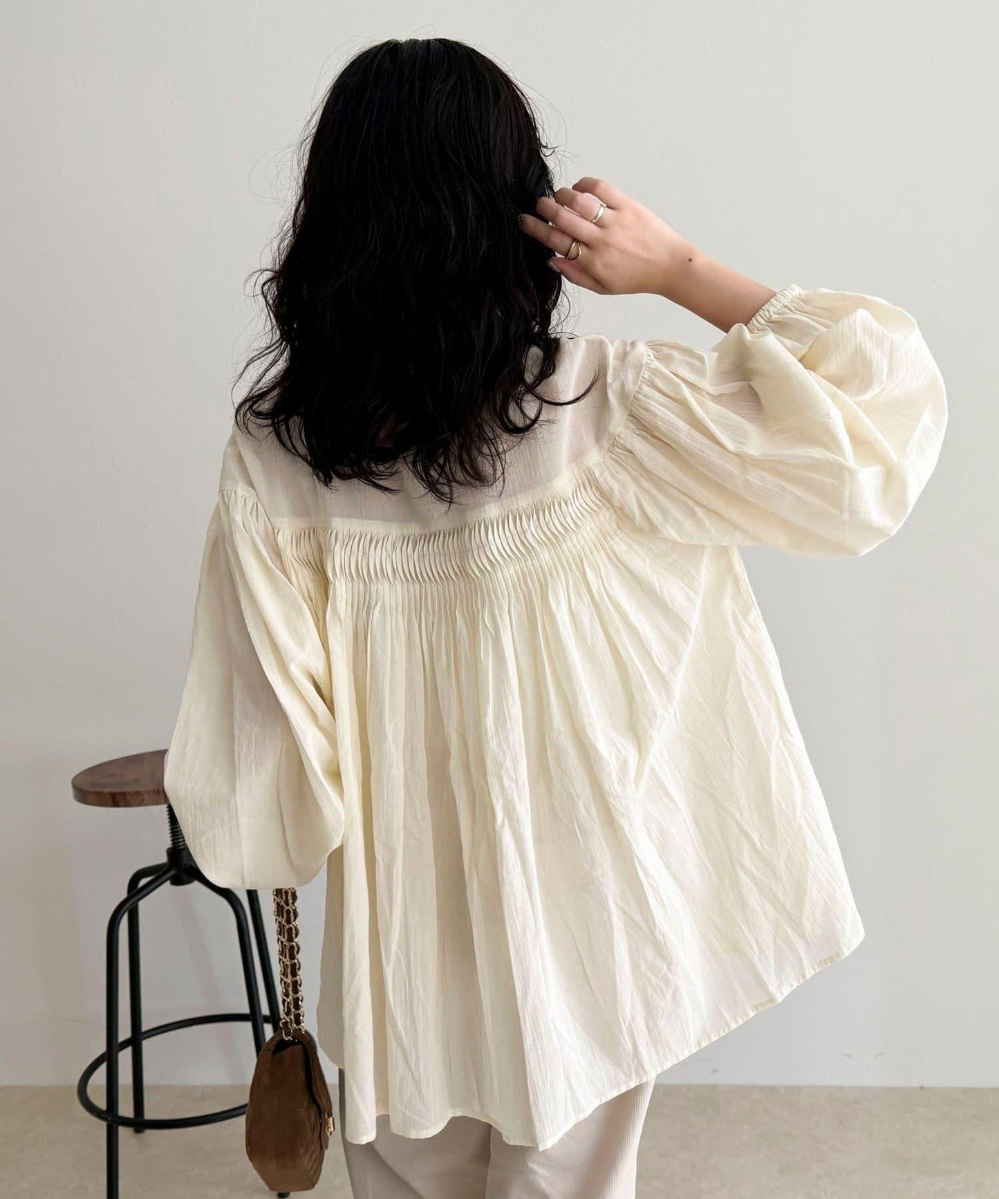 【GEVACO/ゲバコ】褶皺裝飾襯衫