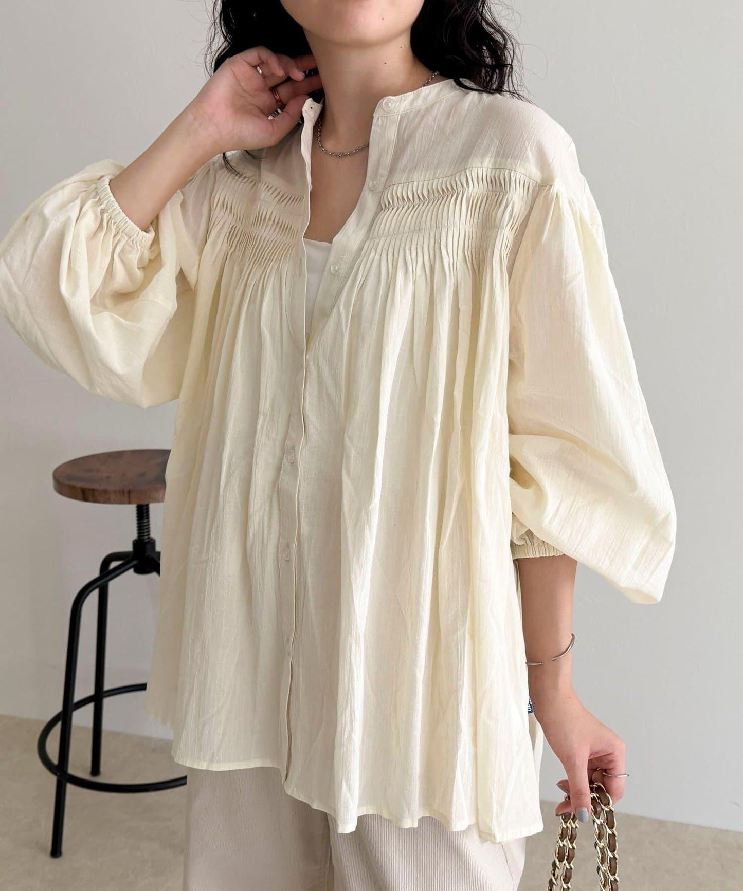 【GEVACO/ゲバコ】褶皺裝飾襯衫