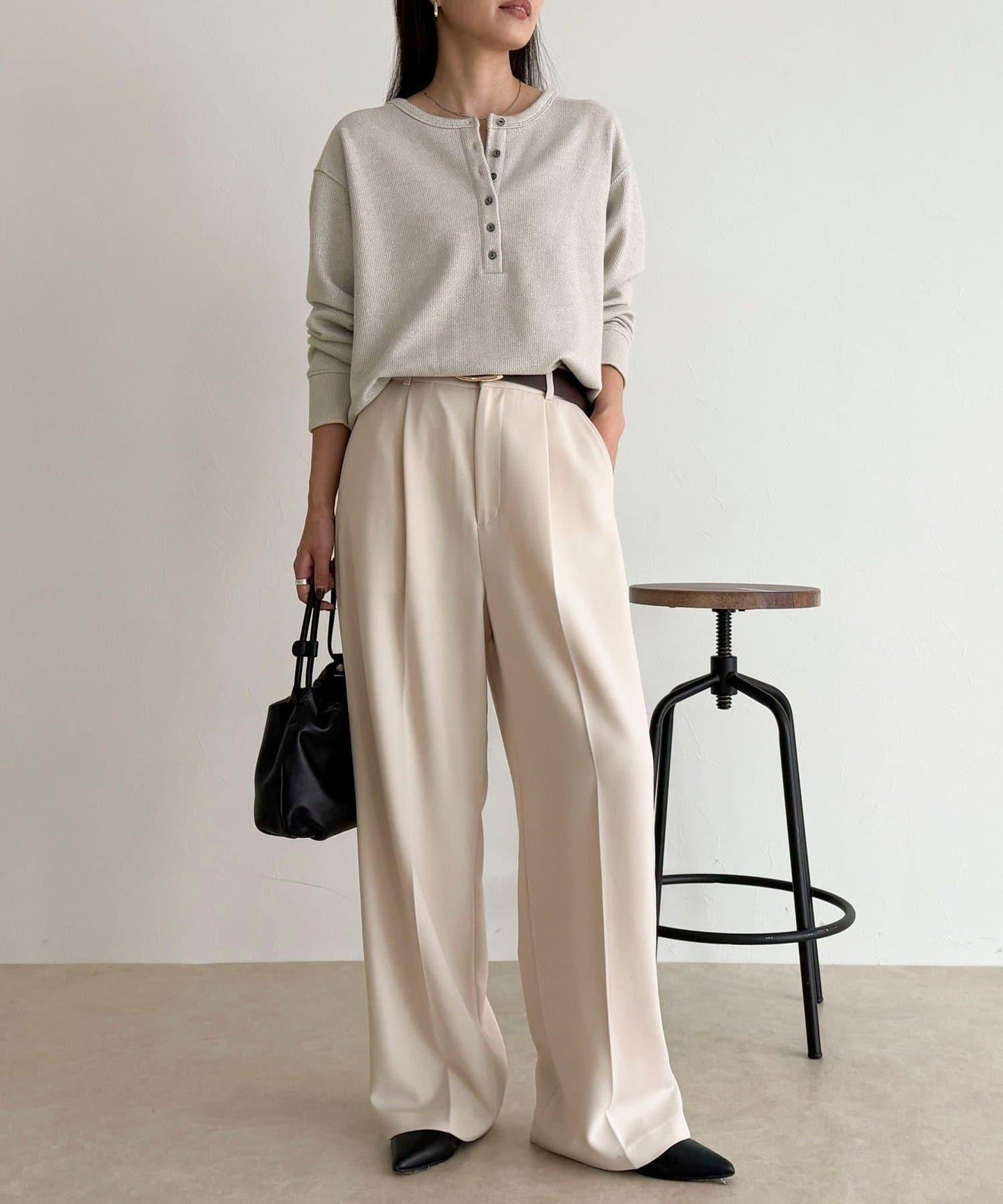 2WAY亨利領亮絲套頭衫