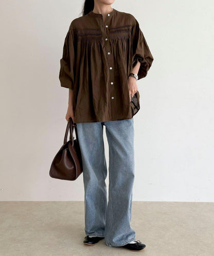 【GEVACO/ゲバコ】褶皺裝飾襯衫