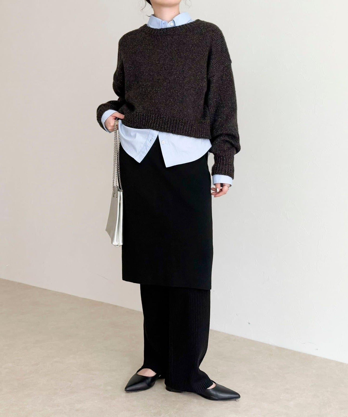 亮片短款針織套頭衫