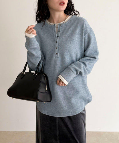 2WAY亨利領亮絲套頭衫