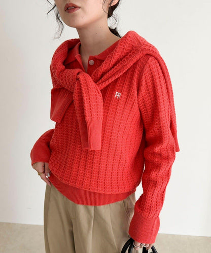 FR刺繡麻花紋理POLO領針織套頭衫