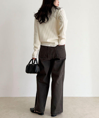 FR刺繡麻花紋理POLO領針織套頭衫